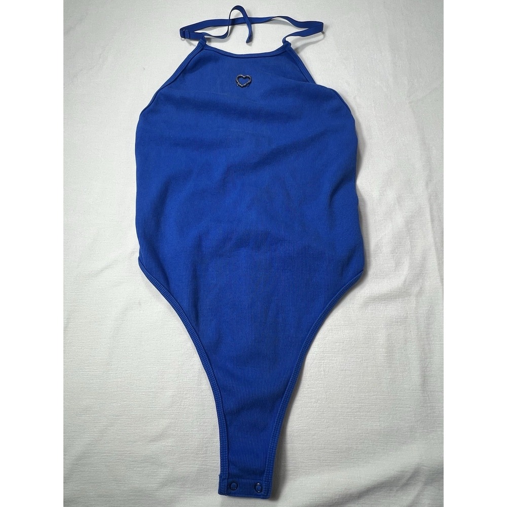 Wild Fable Bodycon Bodysuit‎ Womens Spaghetti Strap Halter Snap Thong Size L